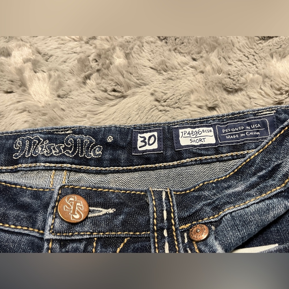 Miss Me Dark Blue Denim Shorts - Picture 4 of 8
